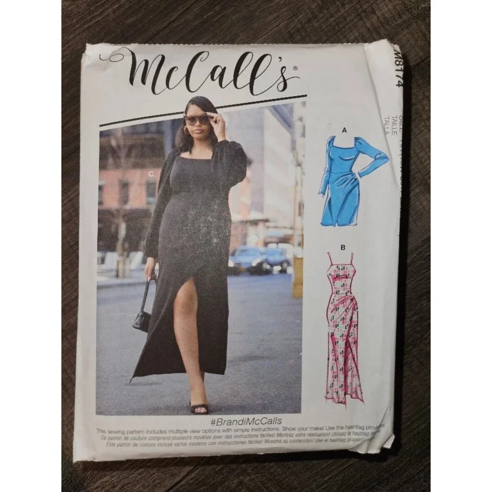 McCall's M8174 Knit Dress Sewing Pattern Misses Women 18-24W Uncut Wrap Skirt